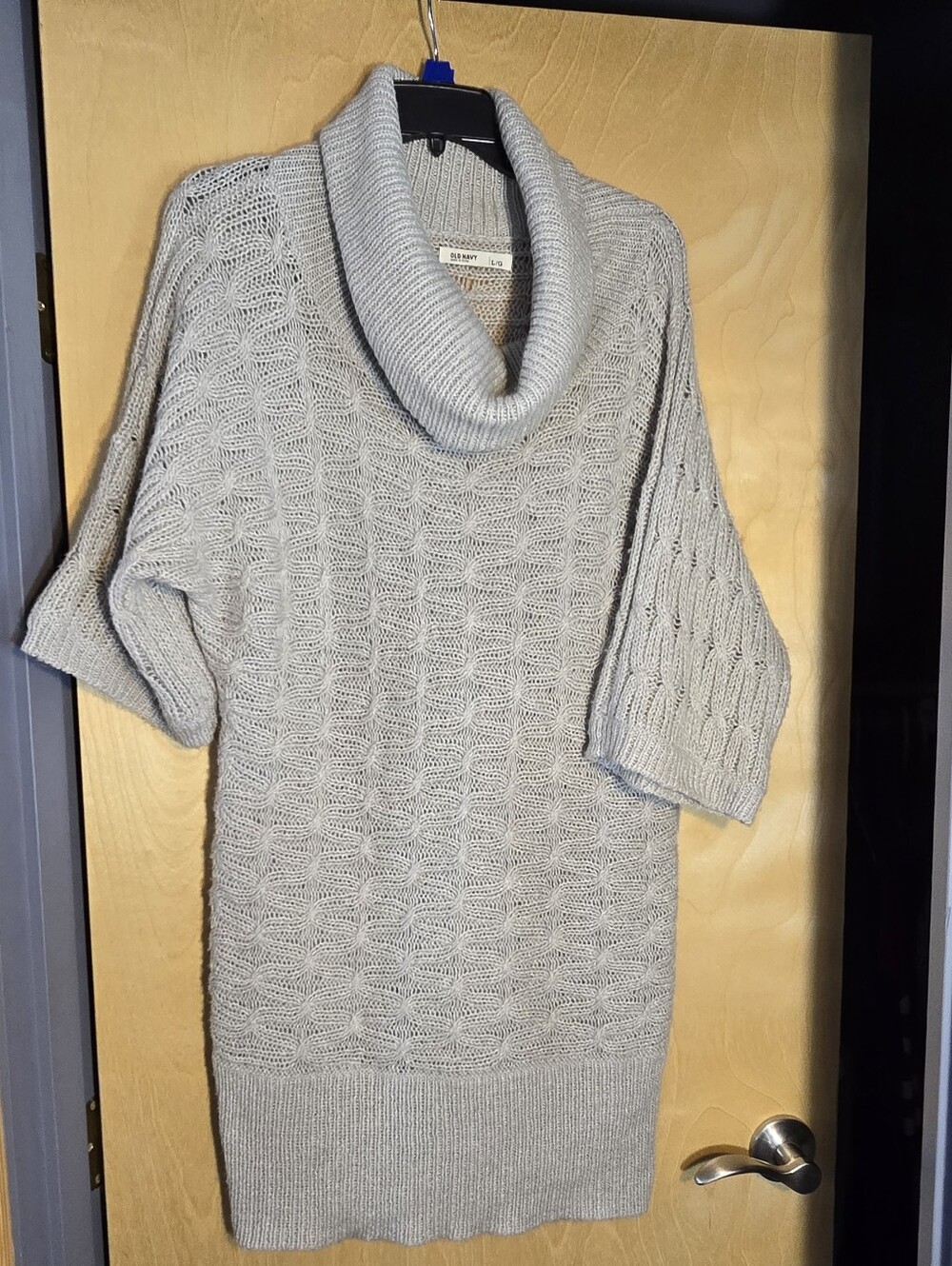 Old Navy Cozy Cable-Knit Cowl Neck Sweater - Light Gray/tan